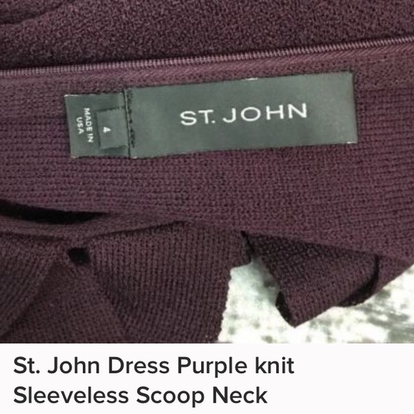 St. John Purple wool scoop neck sweater dress - Picture 6 of 8